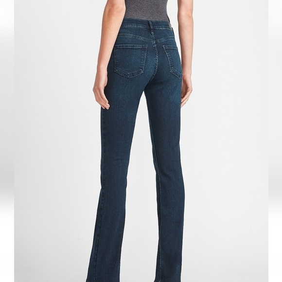 EXPRESS High Rise Dark Wash Barely Boot Jeans - Picture 2 of 10